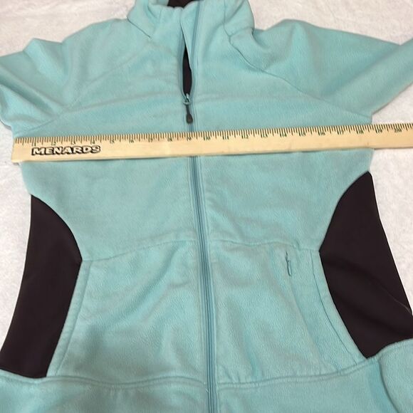Columbia Titanium Fleece Jacket Full Zip Womens Size Medium Teal Brown Thumbhole - Picture 7 of 10